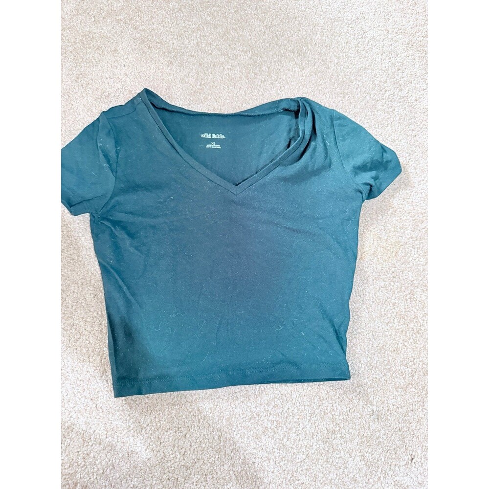 Wild Fable Black V Neck Cropped Top XS